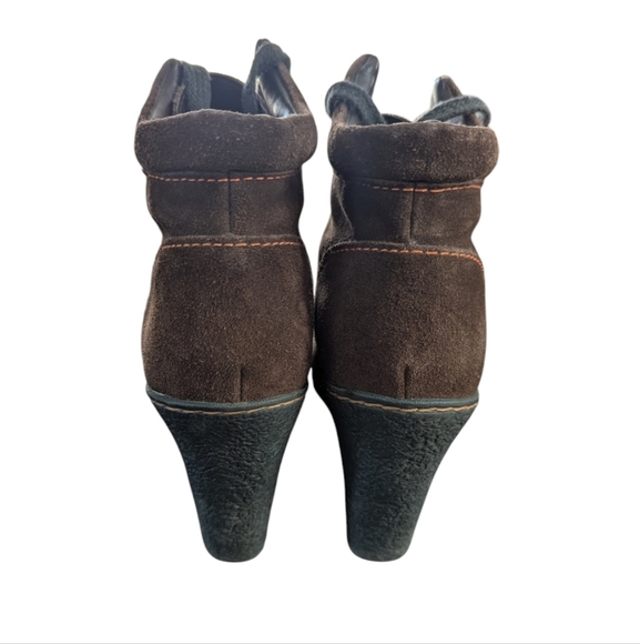 Boc By Born Brown Suede Lace Up Ankle Boots 6.5 Booties Preppy Neutral Combat - Picture 5 of 8